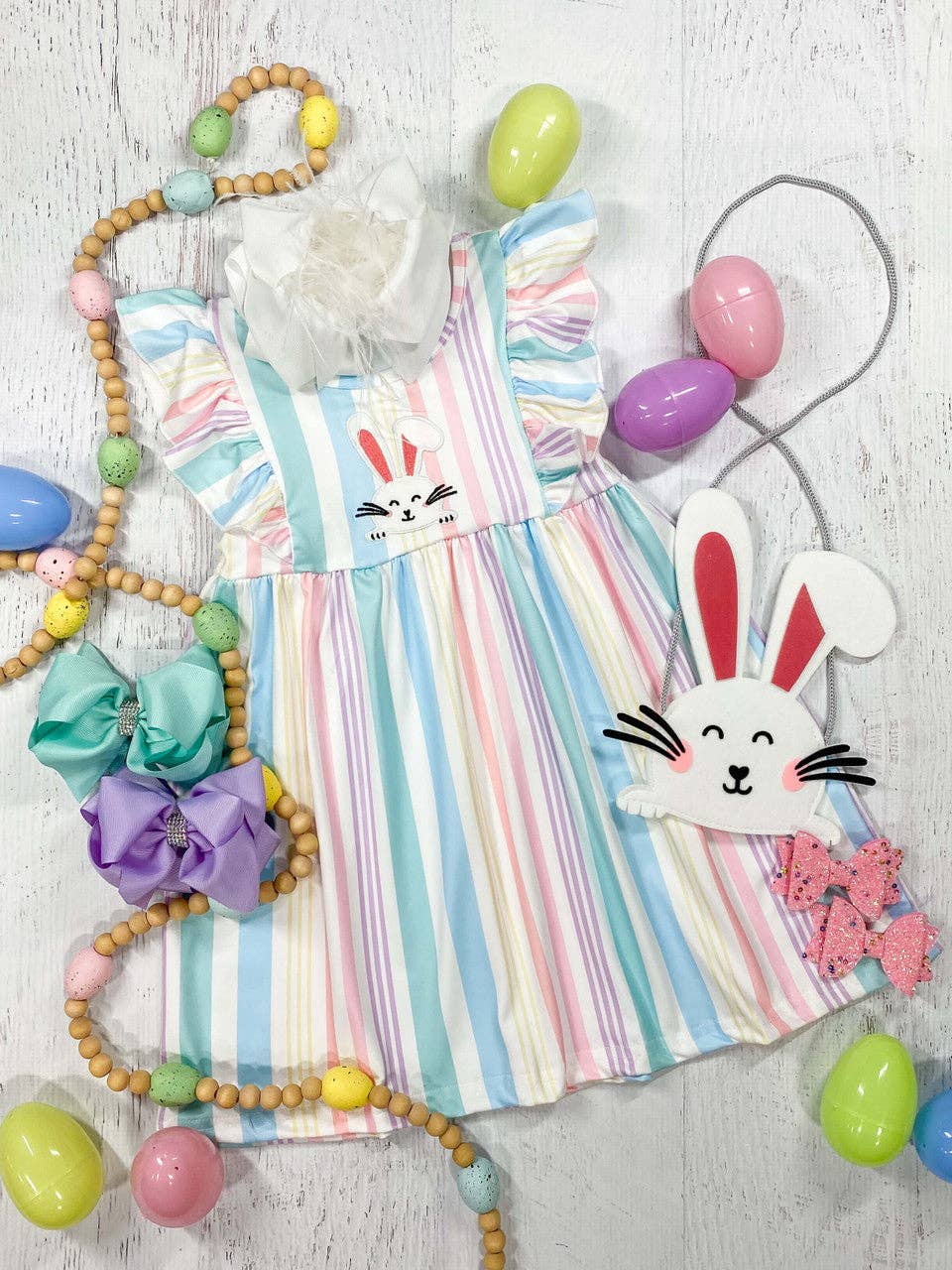 Pastel Striped Bunny Dress