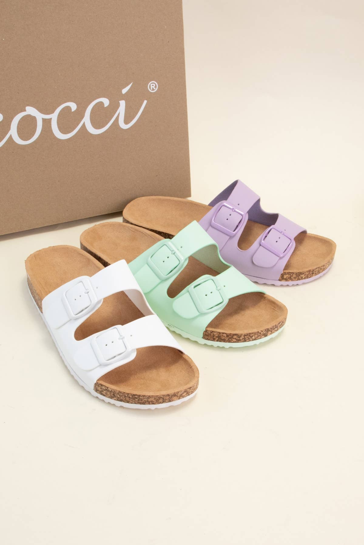 Audrina’s Colorful Double Buckle Slip Sandal