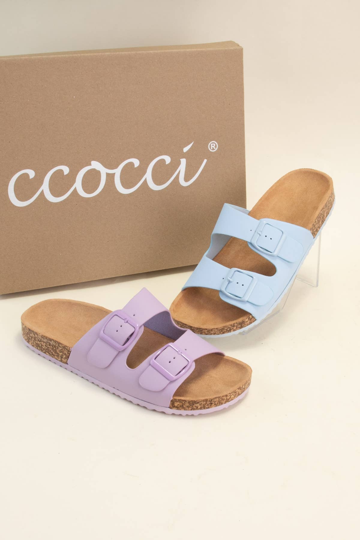 Audrina’s Colorful Double Buckle Slip Sandal