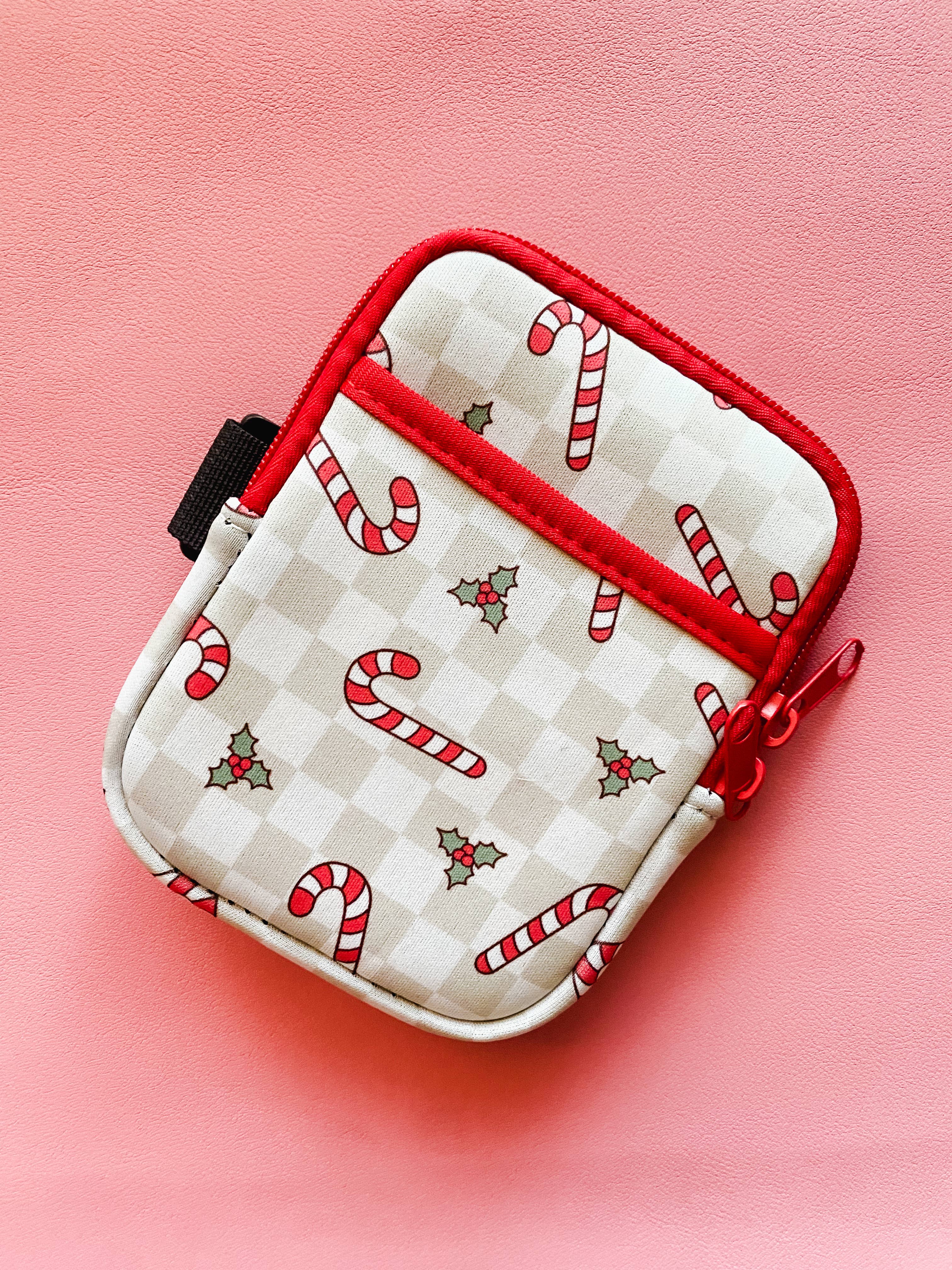 Candy Cane Water Bottle Backpack Bottle Pouch Bag