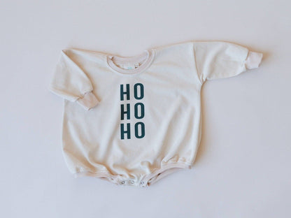 HO HO HO Christmas Sweatshirt Bubble Romper