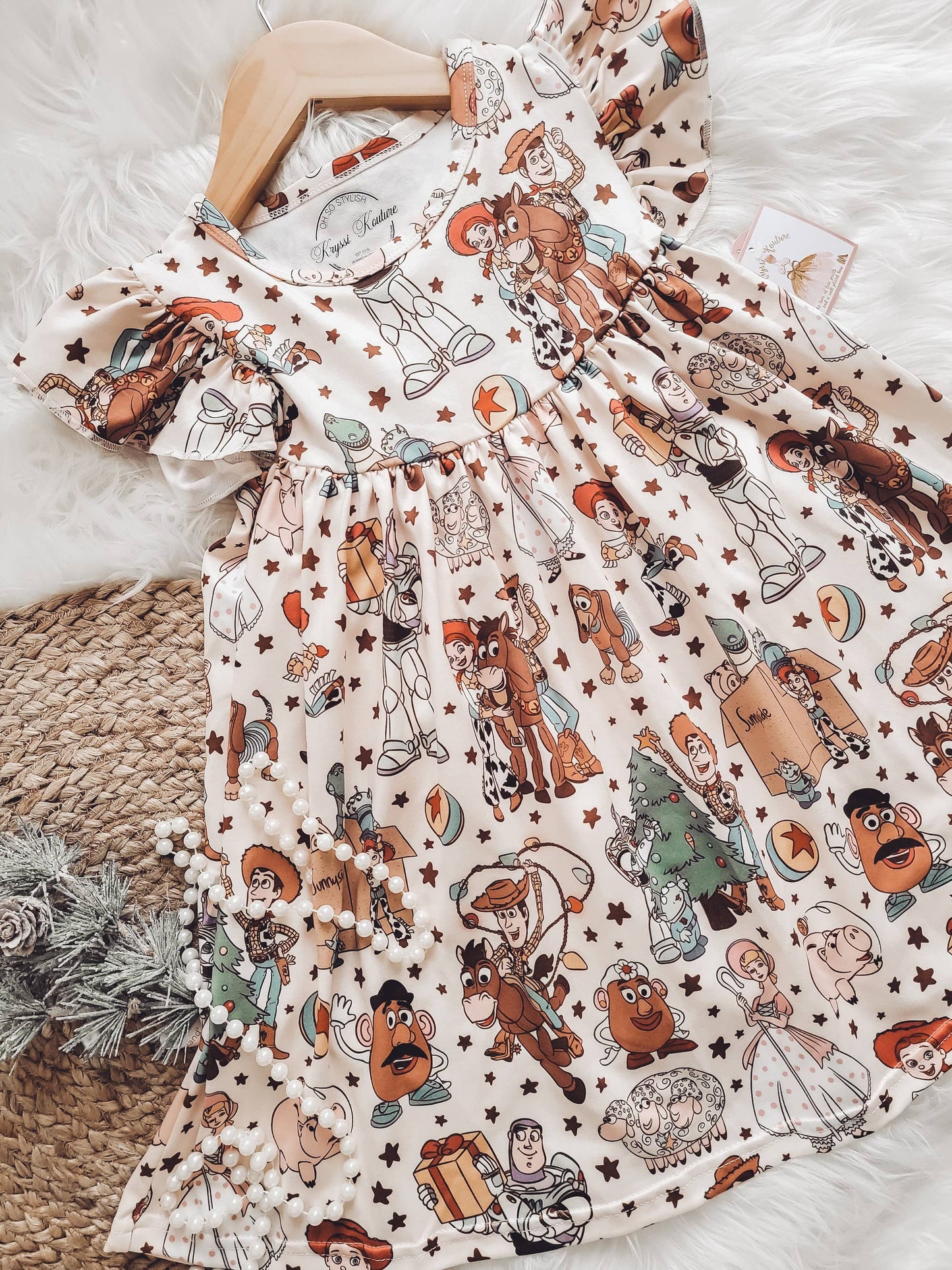 Christmas Girl Fun Character Dress - Vintage Cowboy Toys