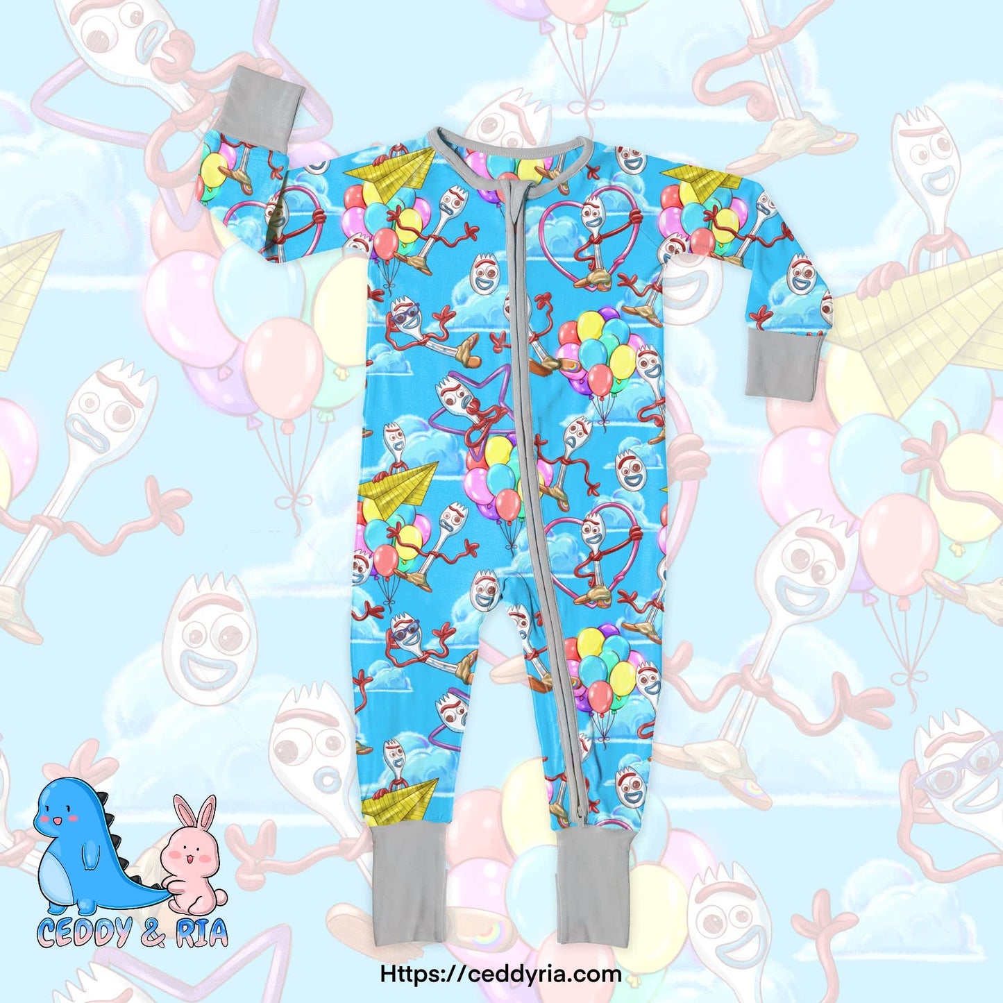 Toy Friend Forky bamboo zippy convertible romper