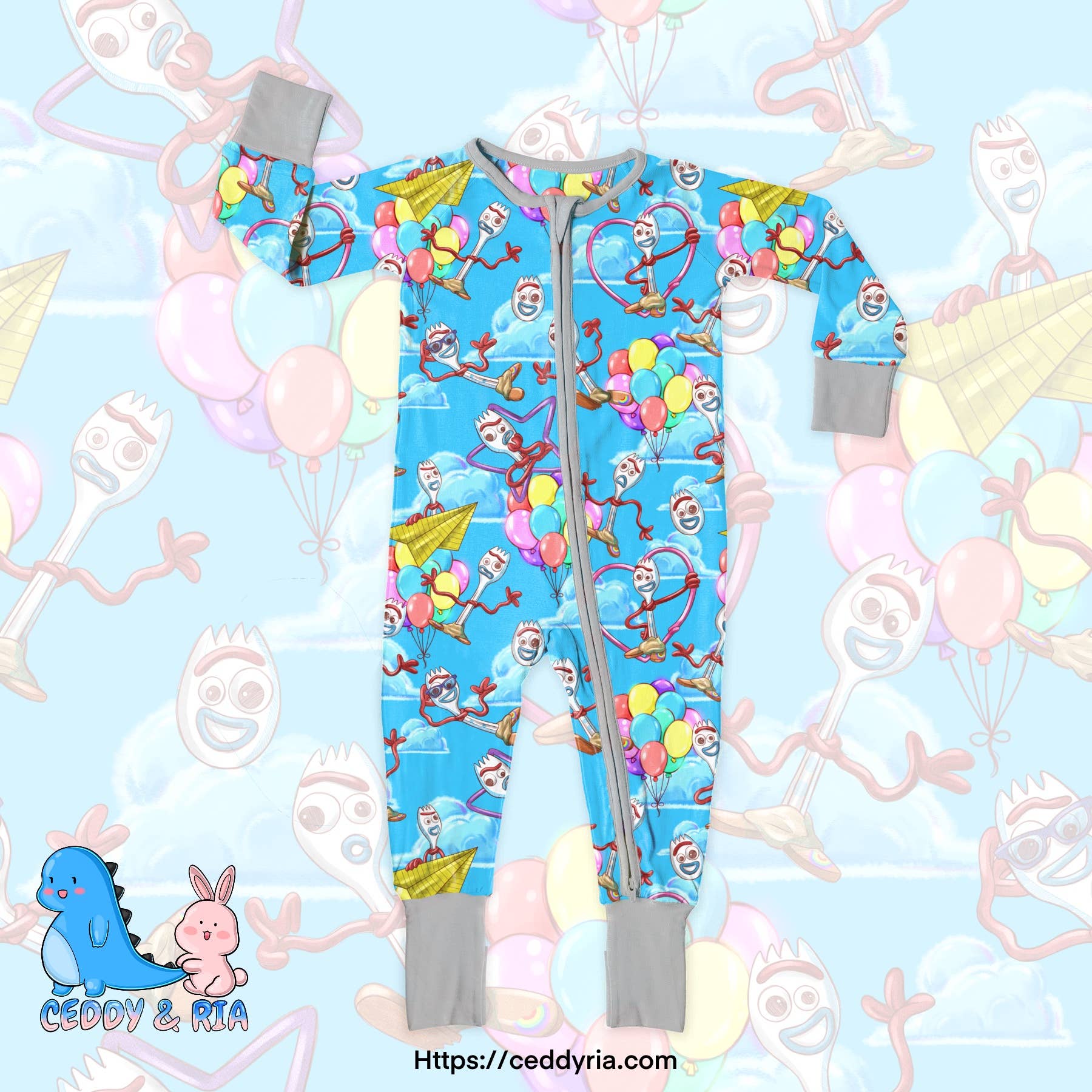 Toy Friend Forky bamboo zippy convertible romper