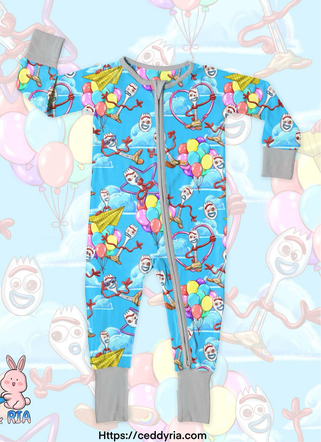 Toy Friend Forky bamboo zippy convertible romper