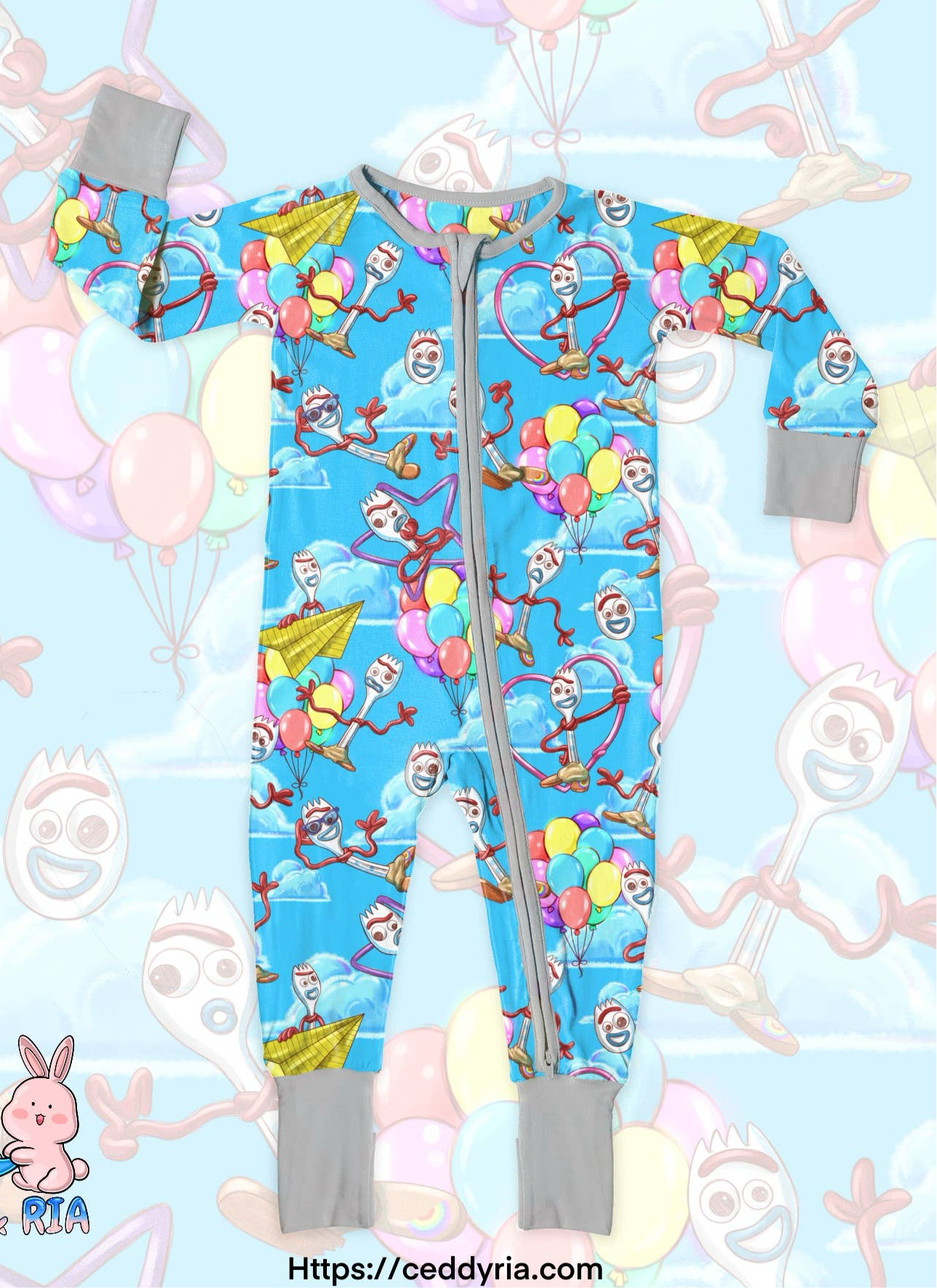 Toy Friend Forky bamboo zippy convertible romper