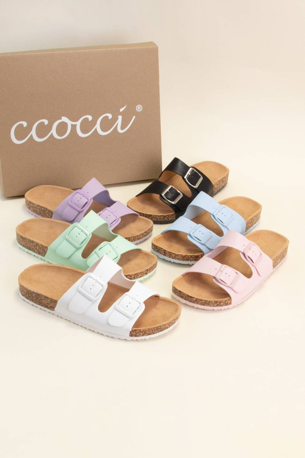 Audrina’s Colorful Double Buckle Slip Sandal